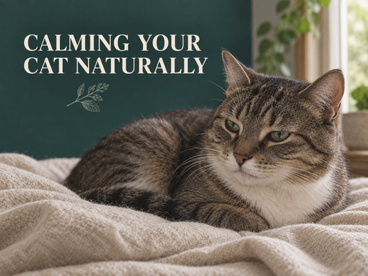 Cat relaxing on a blanket.