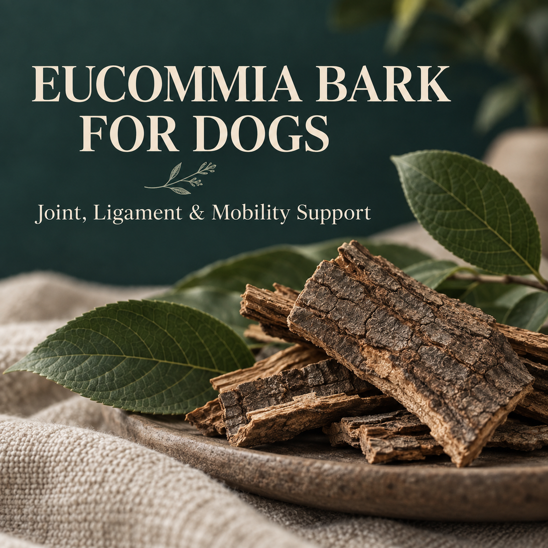 Eucommia bark for dogs to support healthy joints, ligaments, tendons and mobility.