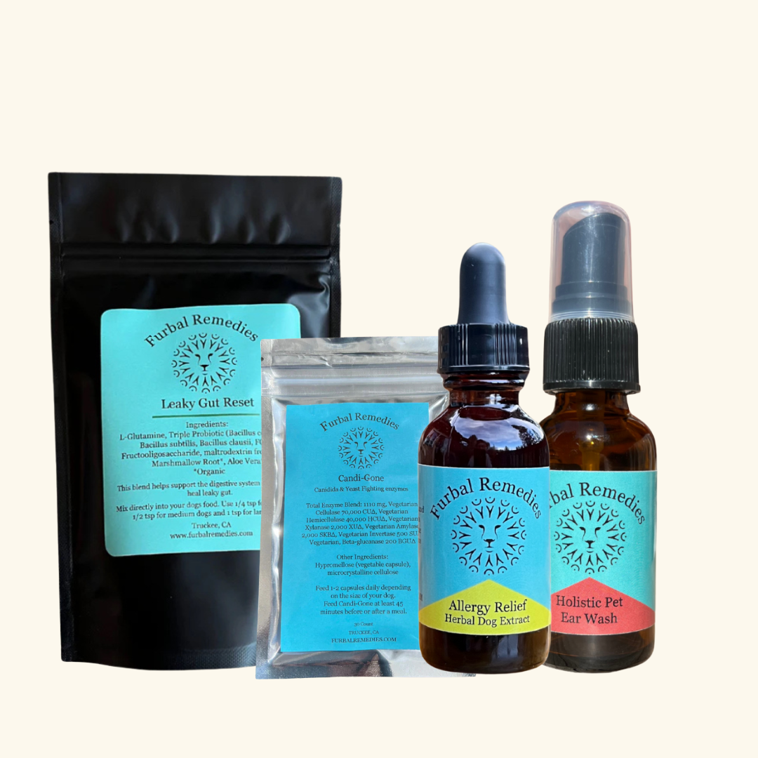 Complete Leaky Gut Reset Bundle for dogs with a full set of gut, skin, ear, and yeast support products by Furbal Remedies.